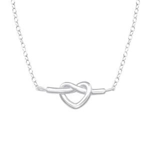 Sterling Silver Heart Knot Necklace